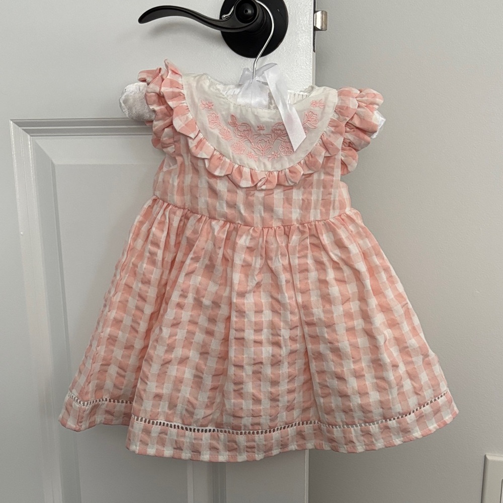Tahari Pink and White Checkered Kids Dress